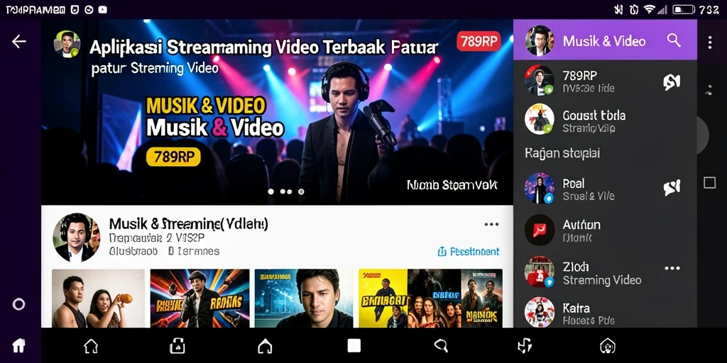 Tampilan antarmuka aplikasi 789RP dengan fitur Streaming Video.