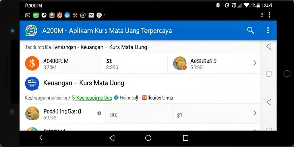 Tampilan antarmuka A200M yang informatif dan mudah digunakan untuk Kurs Mata Uang.