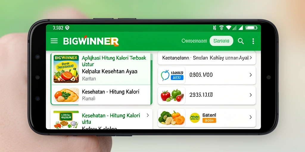 Antarmuka user-friendly BIGWINNER untuk mengatur dan menghitung kalori.