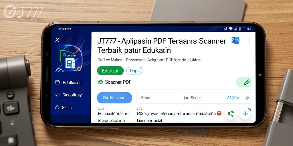 Antarmuka JT777 dengan tampilan pemindaian PDF yang bersih dan efisien.