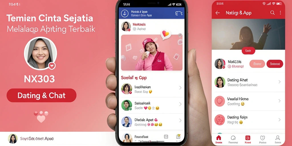 Tampilan antarmuka NX303 yang modern dan menarik untuk aplikasi Dating App.