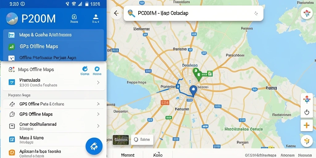 Tampilan antarmuka P200M yang intuitif untuk navigasi peta offline.